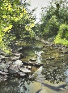 Río y rocas. Acuarela carlos García