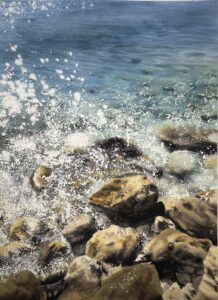 Rocas y reflejos. Acuarela de paisaje. Carlos Garcia