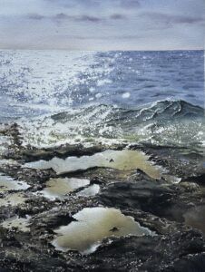 Sol y rocas. Acuarela de paisaje. Carlos Garcia