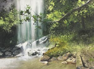 Cascada. Acuarela. Carlos García Requena