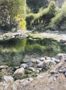 acuarela de paisaje. Poza soleada. Carlos García Requena